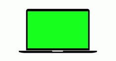 a laptop computer with a green screen is shown in black and white on a white background