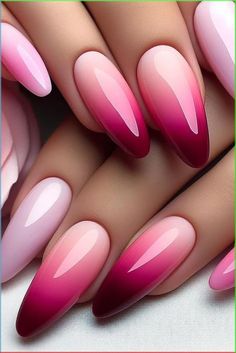 Pink To White Ombre Nails, Pink And White Ombre Nails, White Ombre Nails, Pink And White Ombre, Pink White Nails, Dark Pink Nails, Usa Nails, Finger Tattoo For Women, Romantic Nails