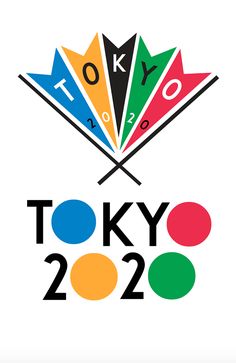 the tokyo olympics logo is shown in black, red, green, yellow and blue