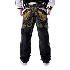 Bringing you our 2023 Autumn Collection hip-hop golden ornament jeans guaranteed to make your edgy style shine! This baggy. mid-waist design comes with a unique zipper & button closure. stitched details. and a golden ornament on the back pocket. Unleash your inner urbane fashionista with this one-of-a-kind piece!Why You'll Fall In Love Unique Embroidered Details: Showcase your style credentials with this unique and stylish embroidery. Baggy. Mid-Waist Design: Enjoy a baggy and informal fit with Street Style Jeans, Street Style Aesthetic, Jeans Street Style, Autumn Collection, Street Style Trends, Edgy Style, Style Jeans, 2023 Autumn, Streetwear Style