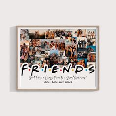 a collage of friends with the words friends on it in black and white letters