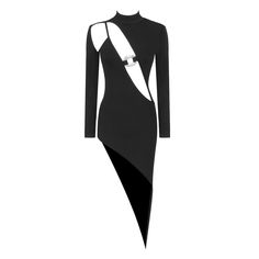 F00219729-104 Futuristic Warrior, Bandage Dress Black, Backless Evening Dress, Personal Empowerment, Warrior Spirit, Split Dress, High Neck Long Sleeve, Black Long Sleeve Dress, Club Party