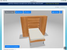 an image of a bed and cupboards on the webpage for furniture store website