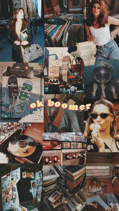 a collage of photos with the words ok boomer