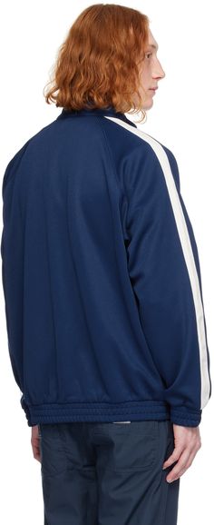 280 gsm polyester- and cotton-blend jersey track jacket. · Stand collar · Zip closure · Logo embroidered at chest · Welt pockets · Elasticized hem and cuffs · Grosgrain stripes at raglan sleeves · Unlined Supplier color: Elder/Wax Cotton Track Jacket With Logo Detail, Cotton Long Sleeve Track Jacket With Logo, Navy Cotton Track Jacket For Sports, Sporty Cotton Track Jacket With Logo Detail, Cotton Track Jacket With Ribbed Collar For Sports, Carhartt Work In Progress, Track Jacket, Paul Smith, Logo Graphic