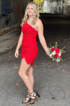 Modsele red short homecoming dress features one-shoulder neckline and floral appliques embellishments.#shortformaldresses#schooleventdress#holidaydress#graduationdress#cocktaildress#winterformal#winterformaldress One Shoulder Mini Dress For Wedding And Prom Season, One Shoulder Dress For Homecoming And Prom Season, One-shoulder Dress For Homecoming And Prom, One-shoulder Dress For Homecoming And Prom Season, Spring One Shoulder Dress For Homecoming, Fitted Homecoming Dress, Fitted Homecoming Dresses, Short Party Dress, Formal Dresses Short