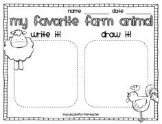 a farm animal worksheet with the words my favorite farm animal and an image of a