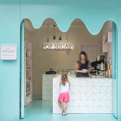 Mini Cafeteria, Pop Sugar, Kids Cafe, Gelato Shop, Coffee Shop Design, Retro Interior, Sweet Shop, Cafe Interior Design, Ice Cream Shop