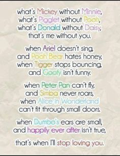 the quote from disney's movie, which is written in different colors and font