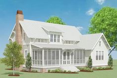 this is an artist's rendering of a house with porches and wraparound windows