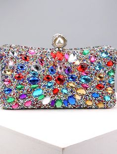 Women's Clutch Evening Bag Wristlet Clutch Bags Party Daily Bridal Shower Rhinestone Pearls Chain Large Capacity Lightweight Durable Multicolor Evening Bag For Events, Glamorous Multicolor Evening Bag For Party, Multicolor Rectangular Evening Bag For Parties, Rhinestone Clutch Evening Bag, Glamorous Beaded Clutch Evening Bag, Glamorous Multicolor Clutch For Party, Handheld Crystal Clutch For Party, Multicolor Rhinestone Evening Bag For Events, Multicolor Rhinestone Evening Bag For Party