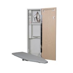 an open cabinet with shoes in it and the door opened to show what's inside