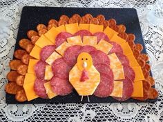 a turkey and cheese platter with meats on it is featured in the app