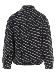 This Alexander Wang jacket embodies downtown cool with its graphic all-over logo print. Crafted from 100% cotton in China, this piece is as comfortable as it is eye-catching. The bold logo repeatedly printed ensures all eyes will be on you from every angle. Pair it with your favorite trendy pieces and let the logo do the talking as you snap shots around town for all your followers. With its versatile neutral tone, this graphic jacket is destined to become your go-to top layer that gets you notic Cotton Outerwear With Logo Print And Long Sleeves, Urban Outerwear With Logo Print And Long Sleeves, Black Outerwear With Logo Print For Spring, Spring Black Outerwear With Logo Print, Trendy Long Sleeve Outerwear With Logo Print, Logo Print Outerwear For Spring Streetwear, Urban Outerwear With Logo Print For Winter, Urban Winter Outerwear With Logo Print, Spring Streetwear Outerwear With Logo Print