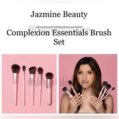 Jazmine Beauty: 5 Piece Complexion Essentials Brush Set. Your Essentials To The Perfect Complexion. The 5-Piece Complexion Essentials Brush Set Includes A Foundation Brush, Angled Blush Brush, Bronzer Brush, Highlight Brush And Detail Setting Brush. Made Cruelty-Free And Vegan. Foundation Brush Features A Full, Domed And Dense Brush To Apply Foundation Evenly And Flawlessly For An Airbrushed Finish. Angled Blush Brush Features An Angle-Shaped Head With Feathery Soft Bristles That Blends Pigment- Vegan Foundation, Highlight Brush, Apply Foundation, Bronzer Brush, Perfect Complexion, Highlighter Brush, How To Apply Foundation, Beauty Sponge, Makeup Bundles