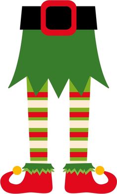 an elf's legs with green and red striped stockings on it, while the bottom is