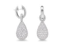 18k white gold pavé diamond drop earrings set with five-hundred fourteen brilliant cut diamonds. Metal: 18K White Gold Gemstone: Diamonds: 14.31 carats Diamond Frost, Diamond Drop Earrings, Diamond Drops, Brilliant Cut Diamond, Pave Diamonds, Earring Set, Diamond Cuts, White Gold, Drop Earrings