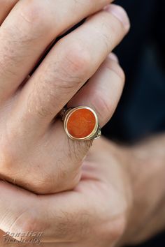 ✪ Carnelian Engraved Family Crest Signet Ring - Personalized Coat of Arms - Danelian Jewellery Workshop ✪ Danelian Jewellery with fine goldsmiths craftsmanship creates custom designs based on our client requests. Gold rings made with personalized specifications, your family crest, coat of arms, logo or any design imagined. ➤ Large variety of gemstones to create, with personalized engraving. ✔ Feeling inspired? Leave us your message to discuss now and see any bespoke jewelry brought to life. ♠ Ou Luxury Heirloom Signet Ring With Prong Setting, Red Oval Intaglio Ring, Classic Carnelian Signet Ring For Anniversary, Heirloom Orange Ring As Gift, Heirloom Orange Ring For Gift, Heirloom Style Orange Ring For Gift, Classic Carnelian Round Signet Ring, Antique Carnelian Intaglio Rings, Classic Round Carnelian Signet Ring