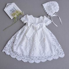 First Communion Lace Dress For Pageant, First Communion Lace Dress With Lace Trim For Pageant, Lace First Communion Dress For Pageant, Lace First Communion Dress With Lace Trim For Pageant, White Lace Princess Dress For Baptism, White Princess Dress With Lace Trim For Baptism, Fitted Bow Dress For First Communion, Fitted Lace Princess Dress For Baptism, White Baptism Dress With Bow For Spring