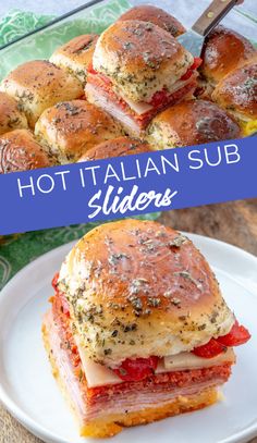 the italian sub sliders are ready to be eaten