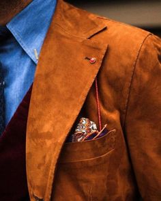 Great suede jacket. Style by @giorgiogiangiulio / Ph. @eleonoraph || MNSWR style inspiration || www.MNSWR.com Outfit Blazer, Silk Pocket Square, Mens Fashion Classy, Gentleman Style, Men Looks, Fashion Essentials