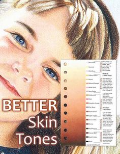 a girl with blue eyes and blonde hair is shown in this advertisement for skin tones