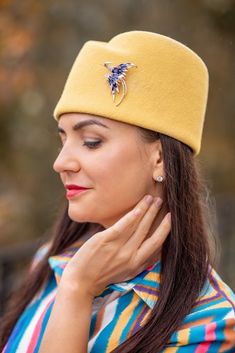 Elegant Yellow Brooch Modern Wool Women Pillbox Hat, Ladies Dress Kentycky Hat READY to SHIP - Etsy Ukraine Elegant Cap Hat As Gift, Elegant Gift Cap Hat, Handmade Fascinator As Gift, Modern Pillbox Hat, Navy Pillbox Hat, Ivory Pillbox Hat, Navy Blue Pillbox Hat, Pink Pillbox Hat, Hat Party