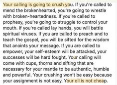 a text message that reads, your calling is going to crush you if you re - called