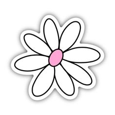 a sticker with a flower on it's back and pink center in the middle