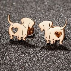 Rose Gold Dachshund Stud Earrings Brand New Adorable, Dog Earrings Yellow Gold Metal Earrings For Valentine's Day, Gold Clip-on Earrings For Valentine's Day Gift, Valentine's Day Yellow Gold Metal Earrings, Gold Flower-shaped Earrings For Valentine's Day, Dachshund Earrings, Dog Earrings, Dachshund, Cute Dogs, Rose Gold