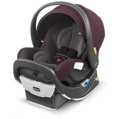 the infant car seat is black and grey