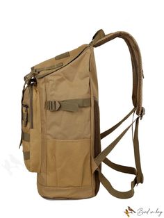 BirdinBag - Outdoor Mountaineering Backpack with Buckle Decoration, Versatile Travel Shoulder Bag Khaki Satchel Bag For Outdoor Activities, Khaki Large Capacity Shoulder Backpack, Outdoor Khaki Bag With Adjustable Strap, Outdoor Khaki Bags With Adjustable Strap, Khaki Outdoor Bag With Adjustable Strap, Khaki Bags With Adjustable Strap For Outdoor, Khaki Satchel Backpack With Large Capacity, Outdoor Backpack With Top Carry Handle, Outdoor Satchel Bag With Top Carry Handle