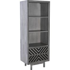 a tall bookcase with two shelves on each side