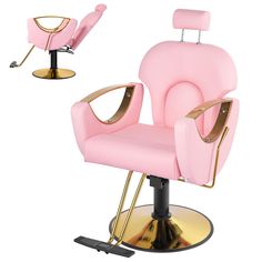 PRICES MAY VARY. 【💇‍♀️Modern Design💇‍♀️】Armrest of this hydraulic barber chair is designed with a hollow metal structure. The pink salon chair is paired with a classic golden round base metal frame, which makes the overall line of the barber chair streamlined and more modern. 【💝Upgraded Comfort💝】The hair stylist chair adopt high density memory sponge, it is soft and highly resilient. Covered with PVC artificial leather, which is skin friendly and breathable, as well as wear resistant and eas Reclining Salon Chair, Hair Salon Chair, Hair Chair, Chair Styling, Stylist Chair, Pink Salon, Hair Salon Chairs, Salon Suites Decor, Shampoo Chair