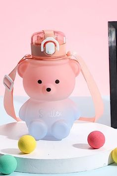 #water bottle #fashionable #lightweight Kawaii Cups, Gradient Color Design, Desain Buklet, Water Bottle Design, Kids Water Bottle, We Bare Bears, Water Bottle With Straw