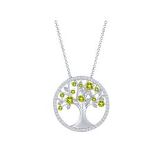 Celebrate the Tree of Life with this stunning peridot-green cubic zirconia necklace. Celebrate the Tree of Life with this stunning peridot-green cubic zirconia necklace.Click on this JEWELRY & WATCHES GUIDE to learn about fit, styles, materials and more! Clasp: lobster-claw Metal: sterling silver Chain length: 16 in. + 2-in. extender Packaging: boxed Plating: rhodium Finish: polished Cubic zirconia accents Pendant size: 1 in. x 1 in. Chain type: cable Gemstones may have been treated to enhance t Necklace Clasp, Zirconia Necklace, Peridot Green, Cubic Zirconia Necklace, The Tree Of Life, Tree Of Life Necklace, Sterling Silver Chain, The Tree, Tree Of Life