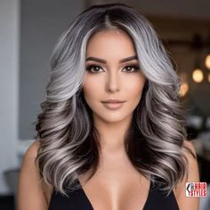 Reverse Balayage On Gray Hair: Everything You Need To Know « Only Hairstyles Dark To Platinum Balayage, Best Color To Hide Gray Hair, Gray With Lowlights, New Hair Trends 2024, Grey Balayage Brunettes, Winter Hair 2024, Grey Hair Balayage, Blend Gray Hair Brunettes, Going Grey Transition Tips