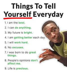 a poster with the words things to tell yourself