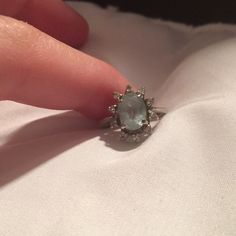 Beautiful One Of A Kind Aquamarine Oval Ring. Set In 14k White Gold. 9 Diamonds On Each Point Of Star. Aquamarine Is Almost 2 Karats And Very Clear. There Is A Small Flaw In Stone As Pictured. Needs Cleaned And Polished. Oval Ring Set, Ring Ideas, Oval Ring, Oval Rings, Beautiful One, Womens Jewelry Rings, Red Gold, Ring Set, Aquamarine