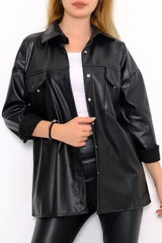 Great shopping ideas for Stylish BLACK Women's Leather Shirt Genuine Lambskin Handmade Formal Casual Wear, Womens Clothing Formal Casual Wear, Leather Shirts, Stylish Black Women, Black Shirts Women, Arm Sleeves, Formal Casual, Leather Shirt, Shirt Pattern, Lambskin Leather