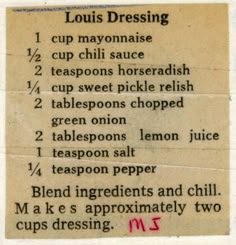 an old recipe card with instructions on how to use it