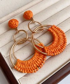 Indulge in the elegance and sophistication of our Fashion Orange Sterling Silver Alloy Straw Plaited Article Drop Earrings. Handcrafted with premium materials, these earrings feature a unique plaited design that will elevate any outfit. The perfect blend of fashion and luxury, these earrings are a must-have for any stylish wardrobe. Measurement: 8cm/3.12" * 4.5cm/1.755". Matches easily with daily hairstyle. dresses & Shirts Boho Summer Outfits, Daily Hairstyles, Wedges Style, Plaits, Dress Jewelry, Straw, Drop Earrings, Sterling Silver, Orange