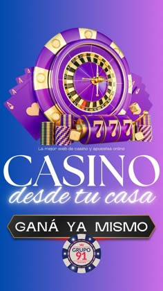 a casino poster with the words casino desde la casca and gambling chips on it