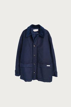 Marni Garment Dyed Moleskin Work Jacket | Light Navy | Canoe Club Canoe Club, Work Jacket, Chore Jacket, Work Jackets, Mm6 Maison Margiela, Engineered Garments, Pant Shirt, Moleskine, Sweater And Shorts