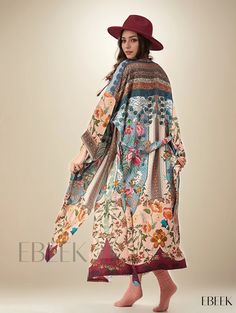 Ebeek - Boho Kimono with Ethnic Tribal Pattern, Belted Style, and Loose Baggy Sleeves - Ideal for Womens Swimwear and Clothing Baggy Sleeves, Fall Care, Belt Style, Boho Kimono, Style Boho, Autumn Summer, Summer Fall, Womens Swimwear, Boho Fashion