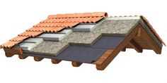 an image of a roof with different types of tiles on it