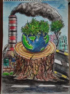 Save earth drawing 🌍🌍 Environmental Drawing Ideas, Drawing For Earth Day, Save The Planet Drawing, Poster On Save Earth, Save Environment Drawing, Poster Drawing Ideas Student, Save Earth Poster, Save Earth Posters For Competition