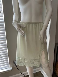 Vanity Fair  Slip Skirt  1950's  Mint green color and sz M  1950's Due to the item being vintage small flaws are to be expected.  PLEASE USE CODE 20SALE FOR 20% OFF YOUR FIRST PURCHASE Spring Green Bottoms With Lace Trim, Fitted Green Petticoat For Spring, Elegant Short Green Skirt, Green Lined Skirt For Daywear, Fitted Green Petticoat For Summer, Summer Green Skirt With Lace Trim, Vintage Stretch Green Bottoms, Vintage Fitted Green Skirt, Vintage Green Skirt For Summer