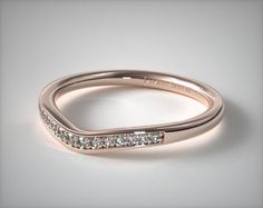 14K Rose Gold Petite Pavé Curved Matching Wedding Ring. The perfect complement to the Petite Tapered Engagement Ring. This diamond band matches beautifully and creates the perfect set! aka Matching Bands Plain Rose Gold Wedding Band, Wedding Rings Unique Vintage, Tapered Engagement Ring, Hand Engraved Wedding Band, Exclusive Engagement Rings, Stainless Steel Wedding Bands, Crown Engagement Ring, Cathedral Engagement Rings, Matching Wedding Rings