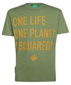 630 DSQUARED2 LOGO COTTON T-SHIRT Dean And Dan Caten, Man Logo, Rich Green, Ribbed Neckline, Shop Logo, Keep It Simple, Comfy Tees, Sporty Style, Fashion Labels